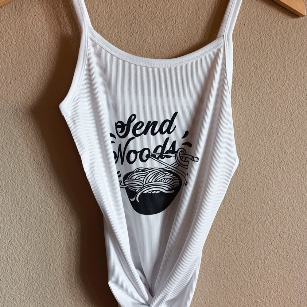 Send noods punny ramen tank top